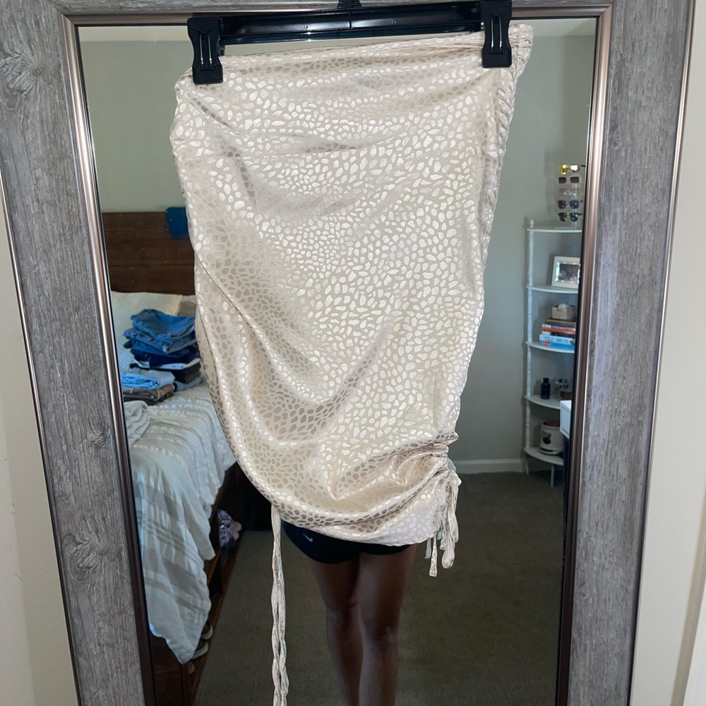 leopard print mini scrunch skirt